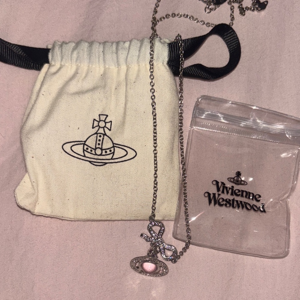 Vivienne Westwood Pink Pendant Bow Necklace